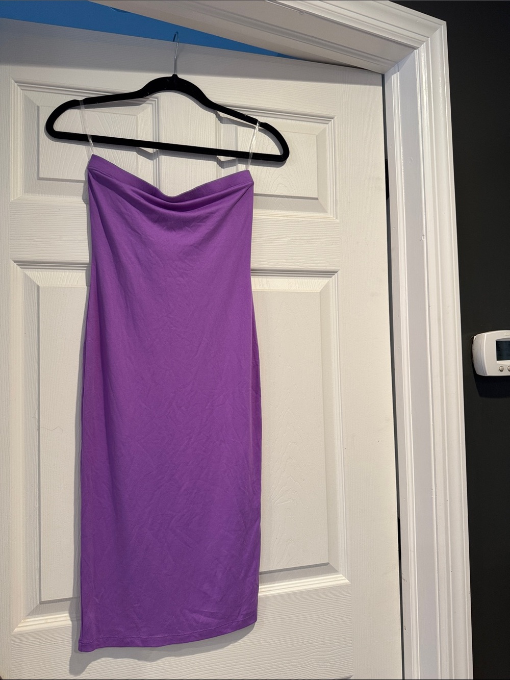 Purple Strapless Midi Dress